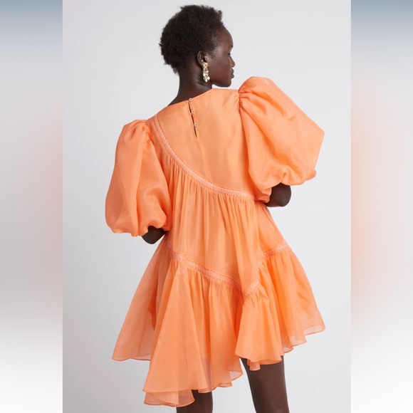 Brand new Riviera Asymmetric Braided Puff Sleeve Smock Dress - Picture 5 of 10